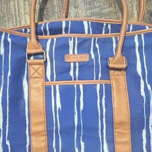 Blue and Tan Tote Bag